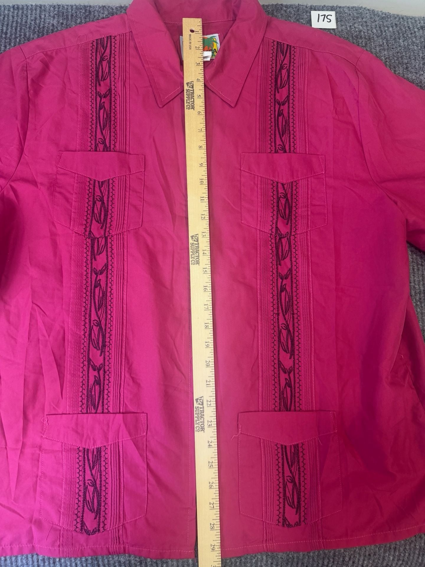 The Genuine Habano Guayabera Zip Front Shirt Size XL Magenta 7