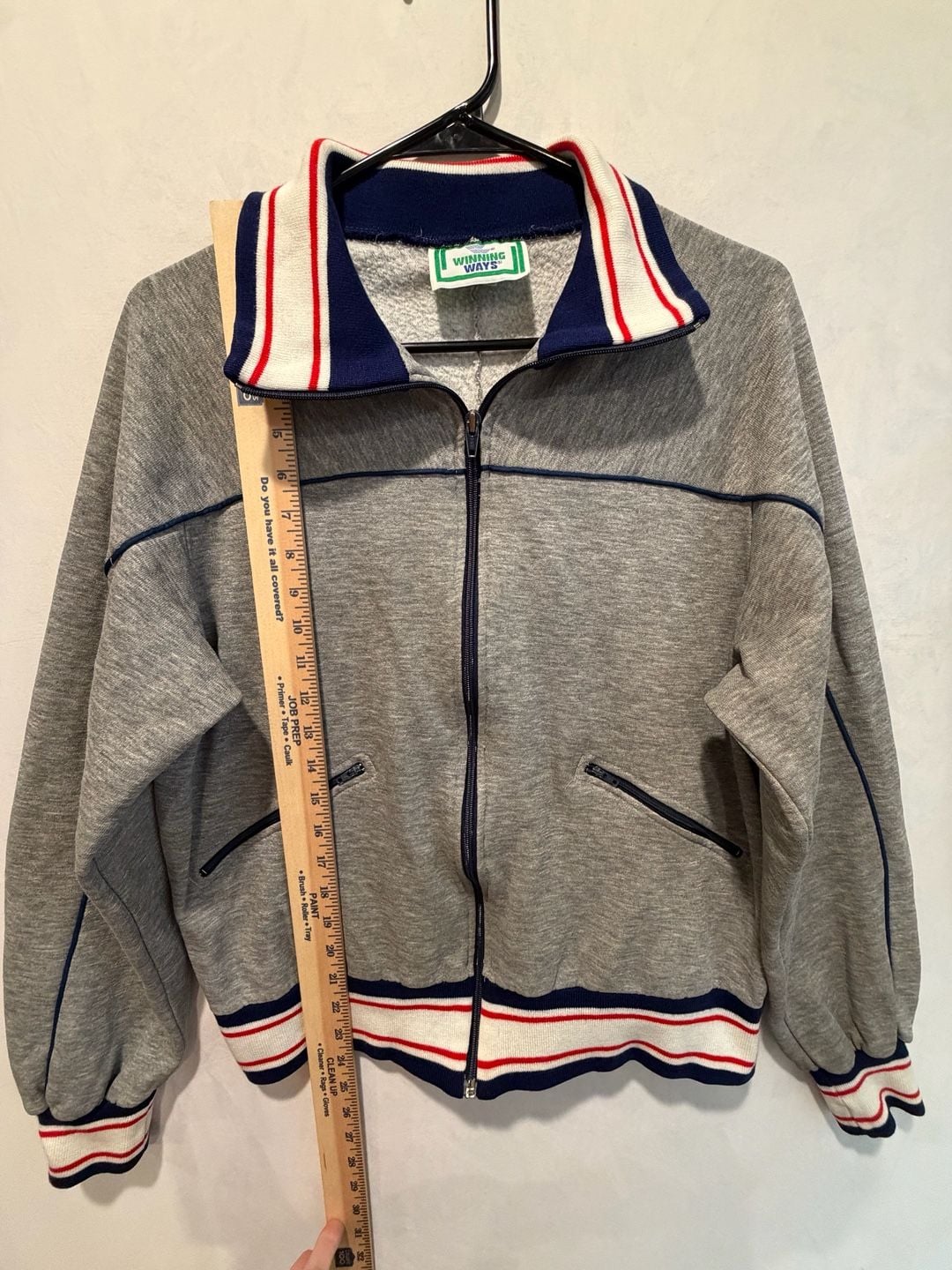 Winning Ways Vintage Track Jacket Size L Gray Striped Full Zip RS-100 7