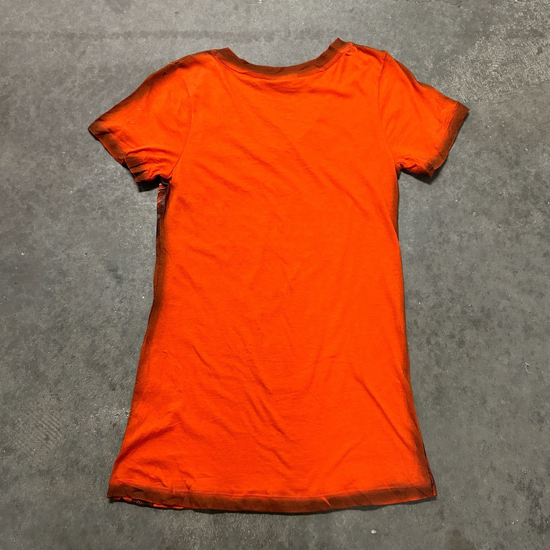 Harley Davidson S Orange V Neck T Shirt Winged Logo Rhinestone Biker Moto 3
