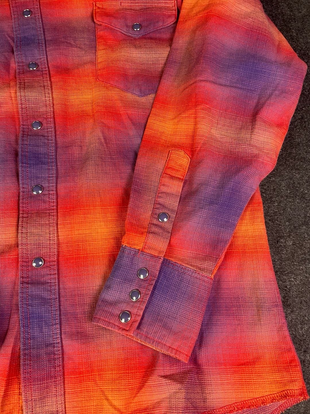Wrangler Western Shirt Size L Orange Purple Sunset Ombre Long Sleeve 7