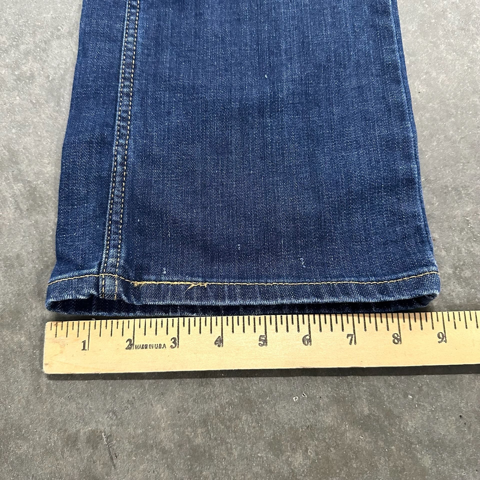 Levis 527 Bootcut Jeans 34x34 Distressed Faded Whiskered Denim Western Cut 8