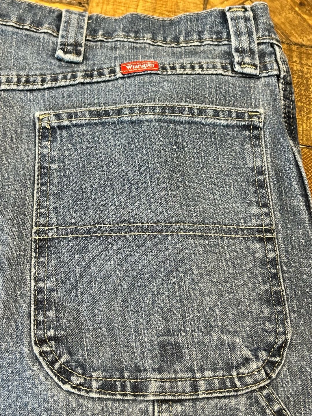 Wrangler Carpenter Jeans 40x32 Blue Cotton Blend Relaxed Fit Workwear 3