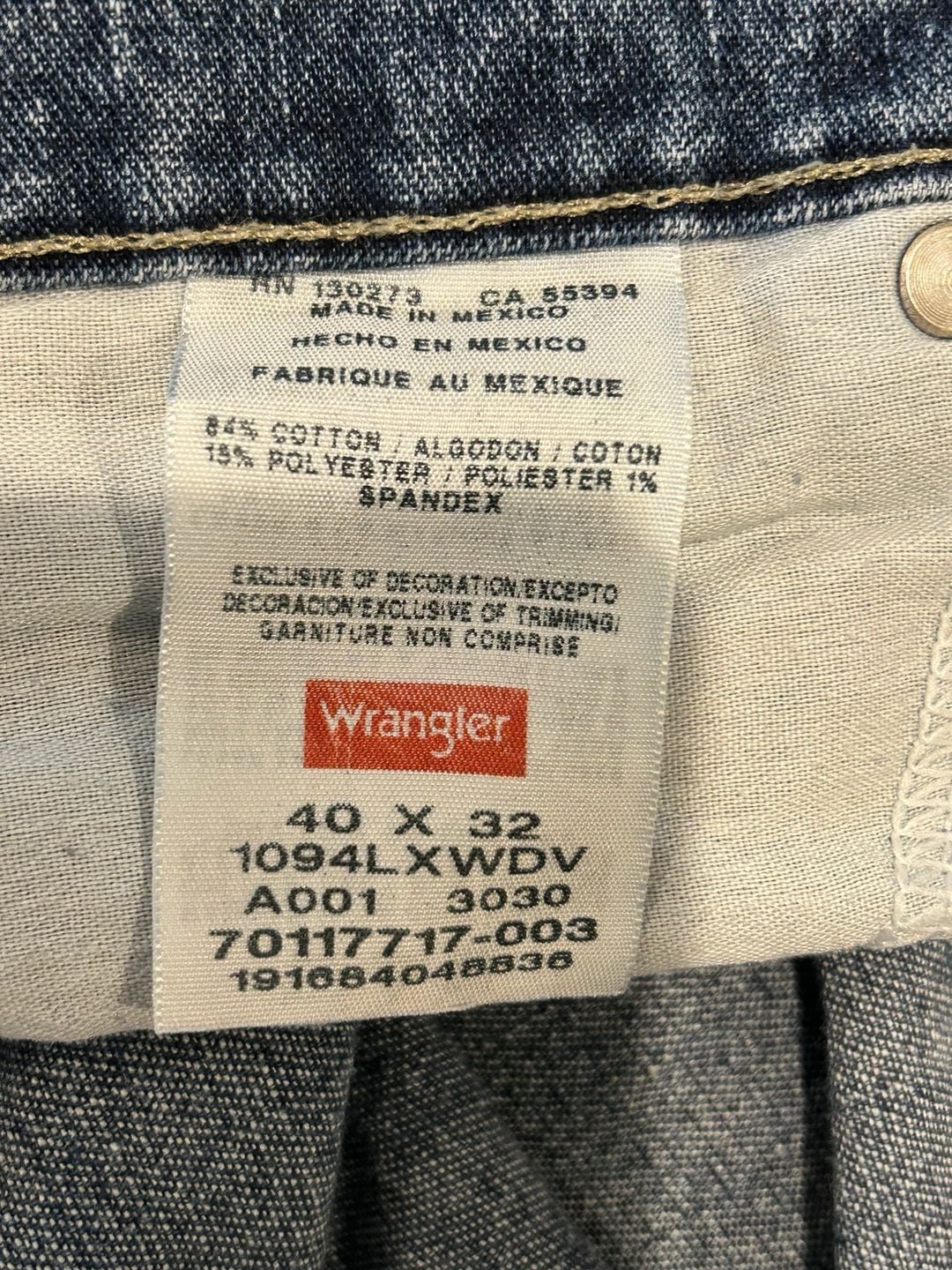 Wrangler Carpenter Jeans 40x32 Blue Cotton Blend Relaxed Fit Workwear 4