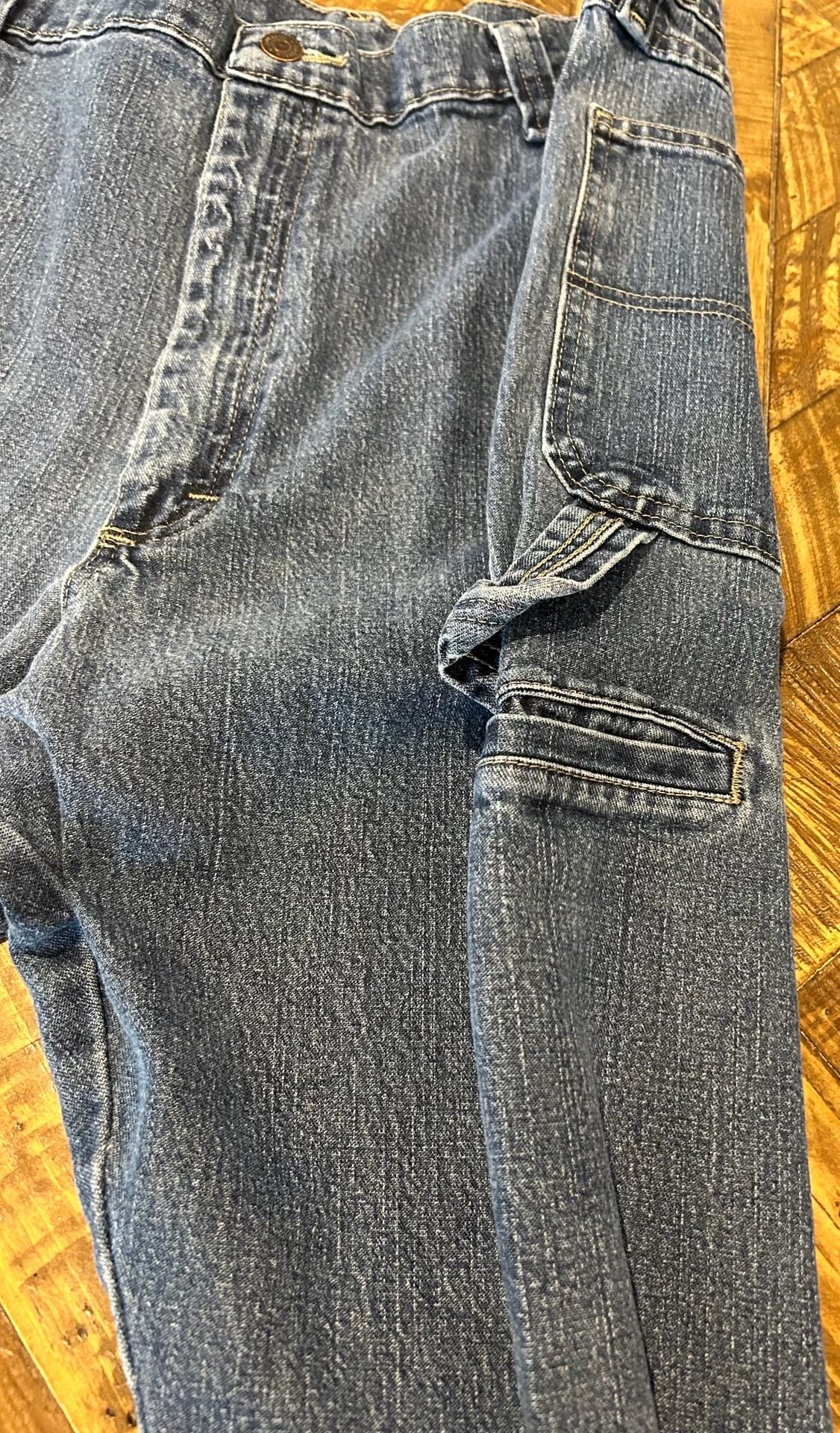 Wrangler Carpenter Jeans 40x32 Blue Cotton Blend Relaxed Fit Workwear 5