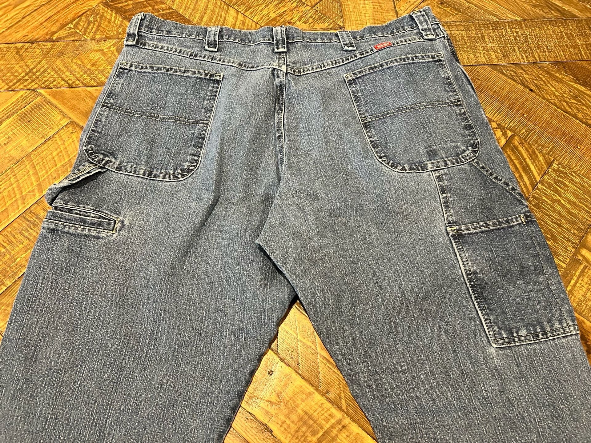 Wrangler Carpenter Jeans 40x32 Blue Cotton Blend Relaxed Fit Workwear 6
