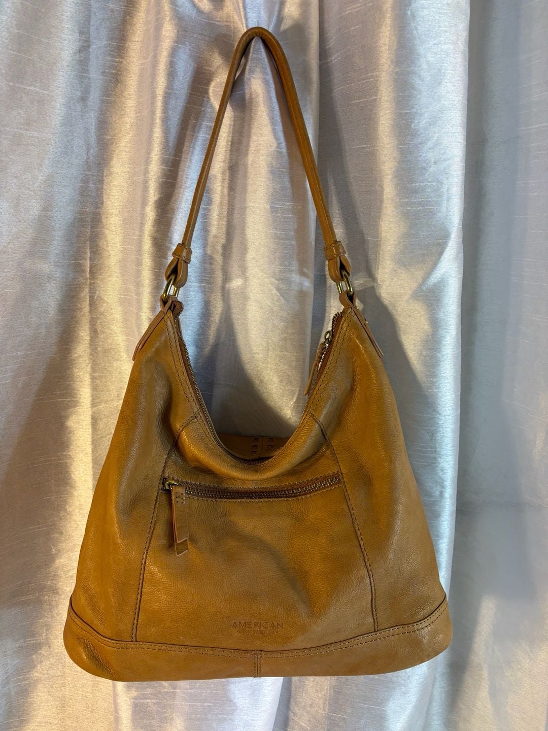 American Leather Co Tan Leather Hobo Shoulder Bag 2