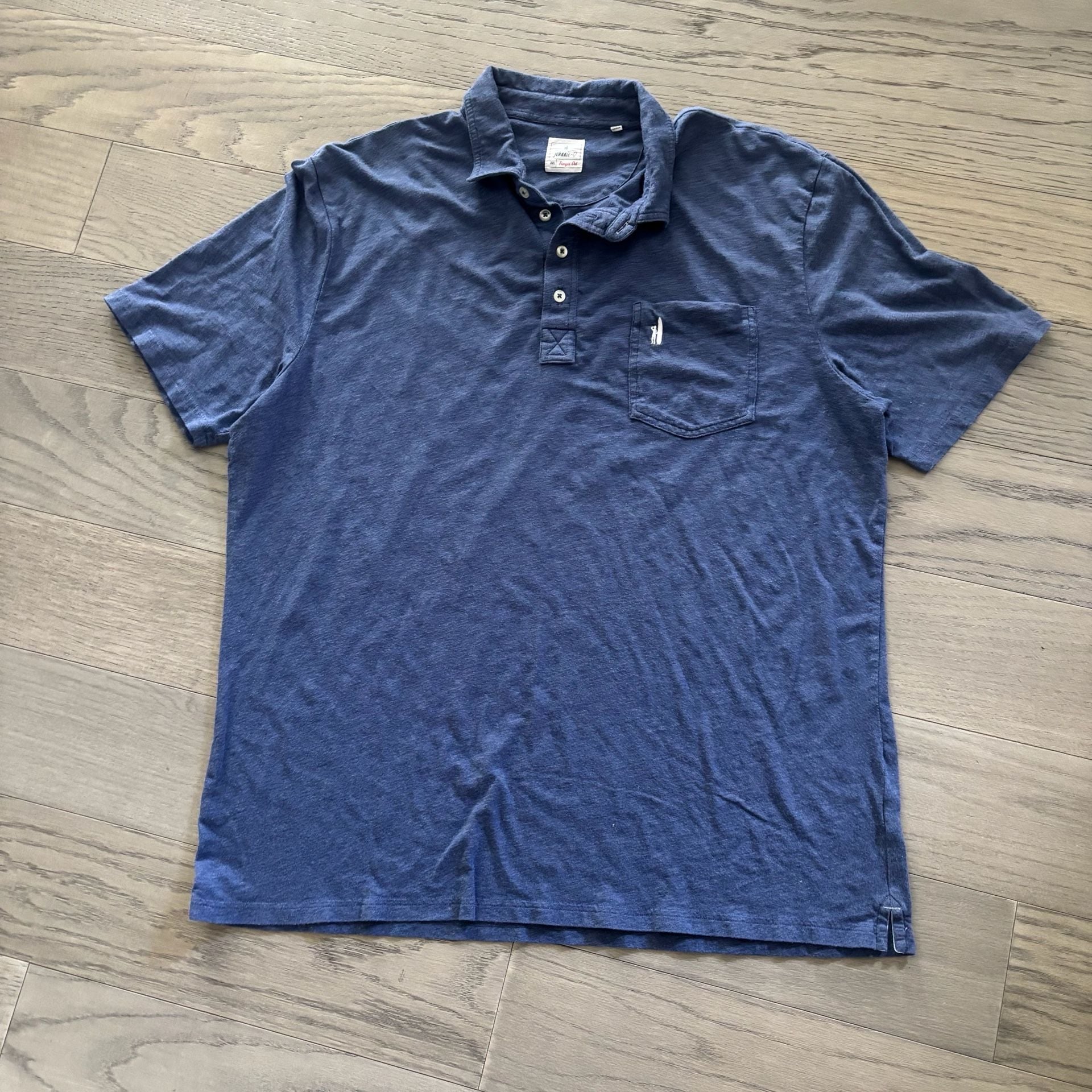 Johnnie-O Polo Shirt Size XXL Blue Pocket Short Sleeve Cotton 2