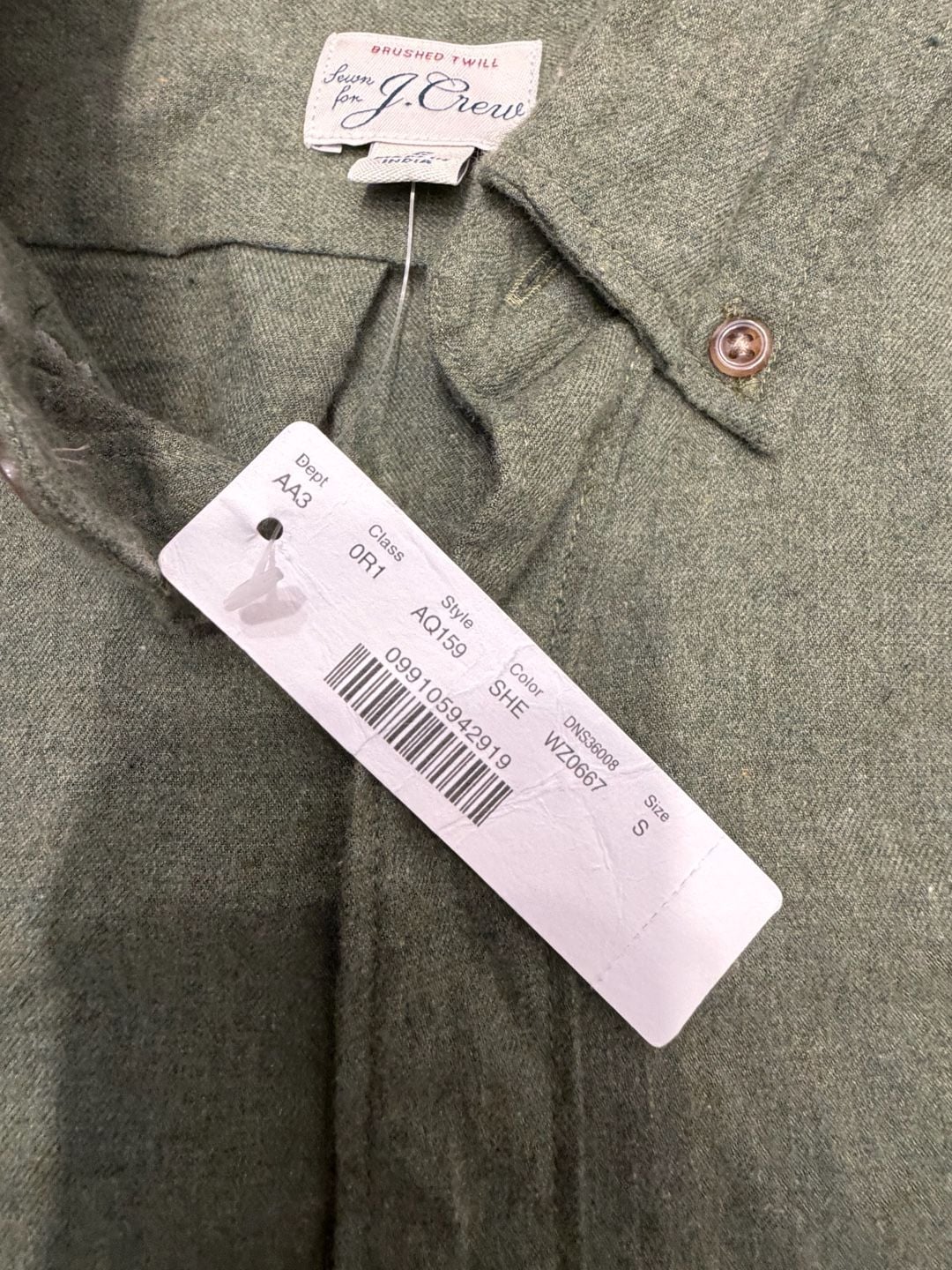 NWT J.Crew Slim Untucked Brushed Twill Long Sleeve Green Flannel Shirt 4