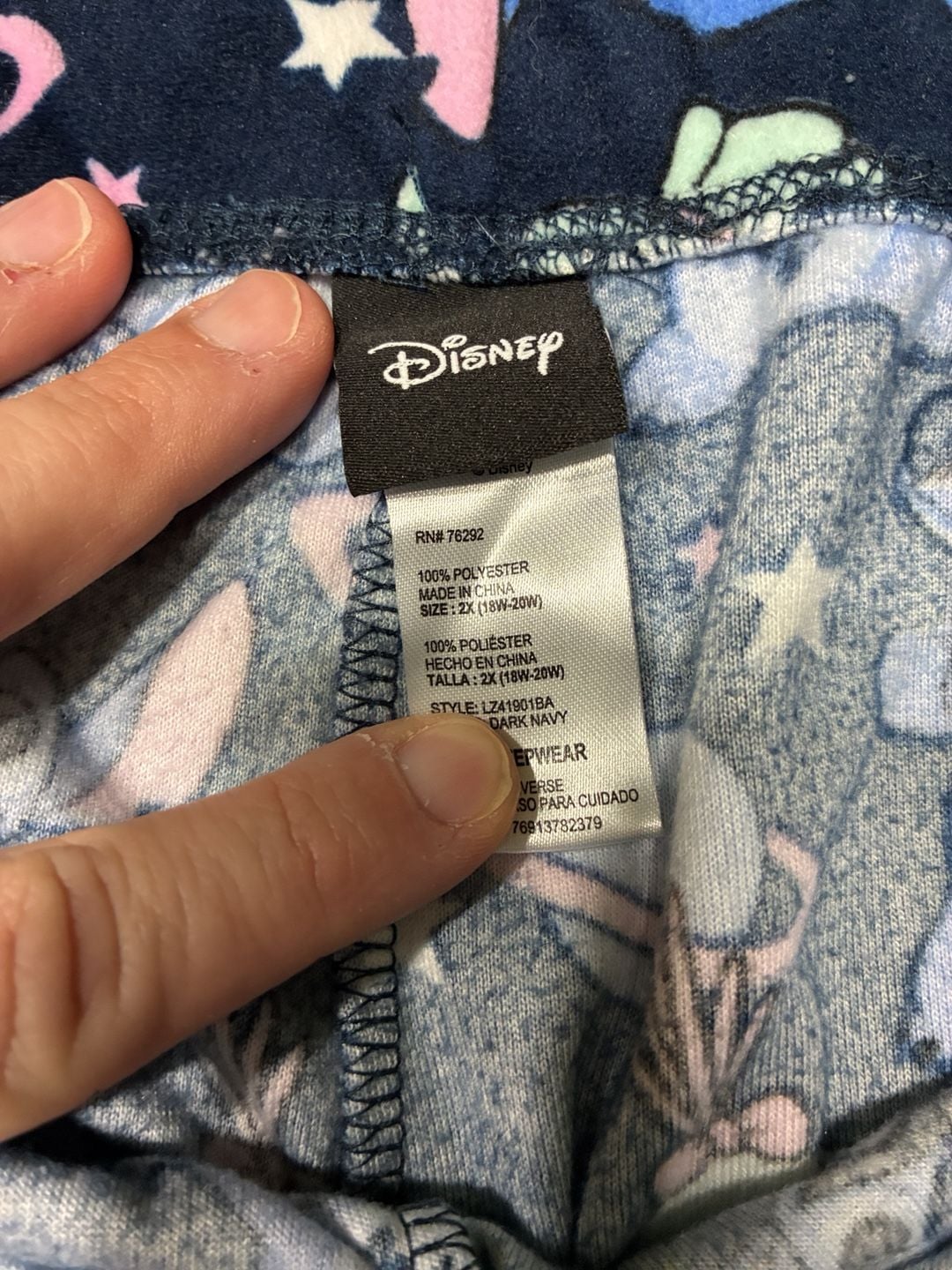 Disney Stitch Pajama Pants Size 2X 18W-20W Dark Navy Fleece Sleepwear 2