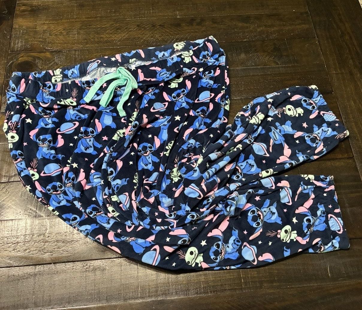 Disney Stitch Pajama Pants Size 2X 18W-20W Dark Navy Fleece Sleepwear 1