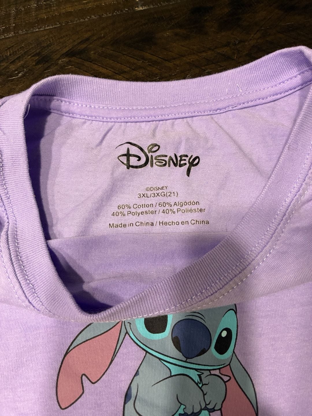 Disney Stitch T-Shirt Size 3XL Purple Graphic Crop Tee 3