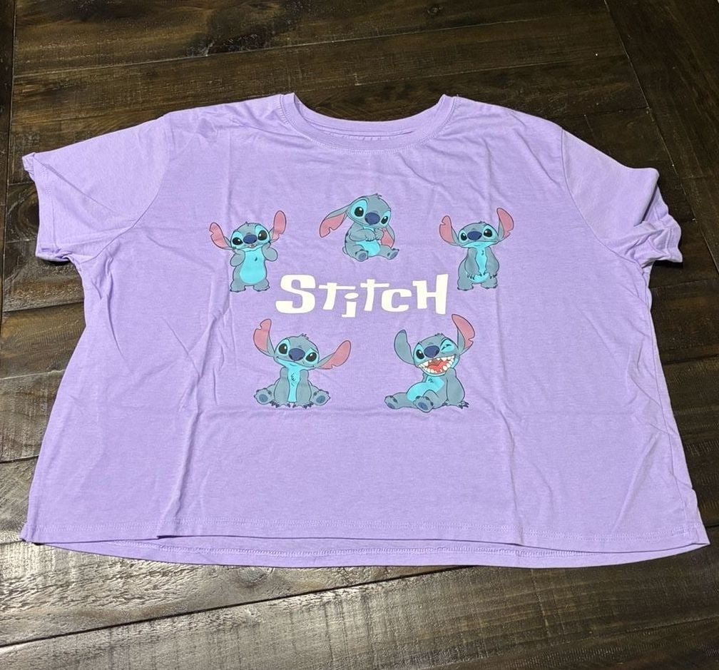 Disney Stitch T-Shirt Size 3XL Purple Graphic Crop Tee 1