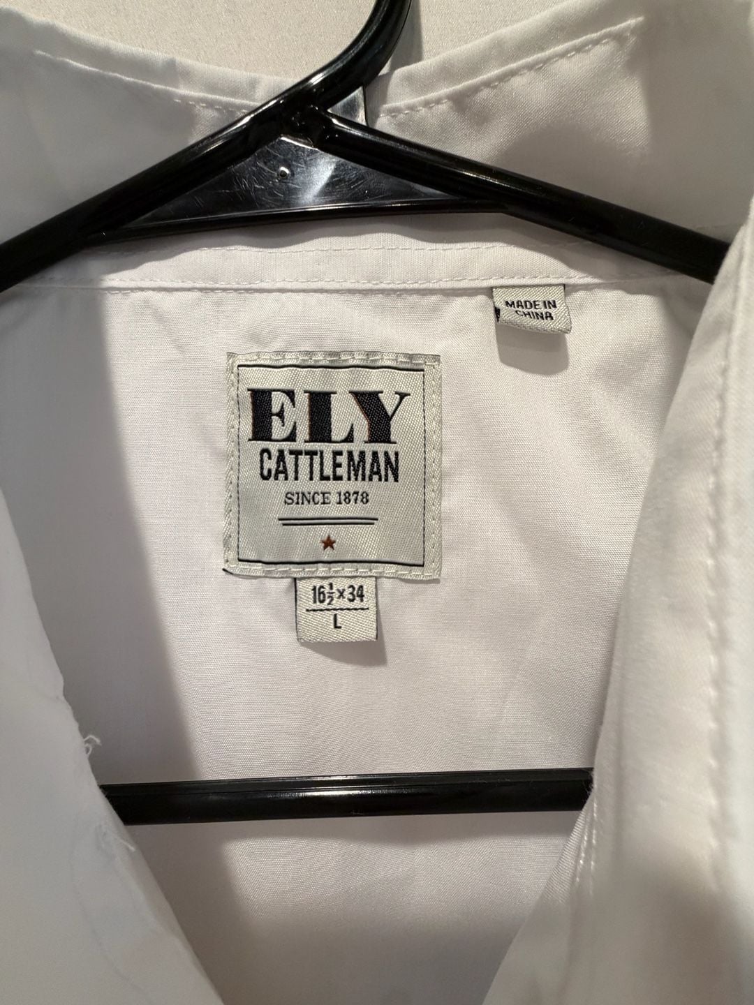 Ely Cattleman Western Shirt Size large White Long Sleeve Pearl Snap 3