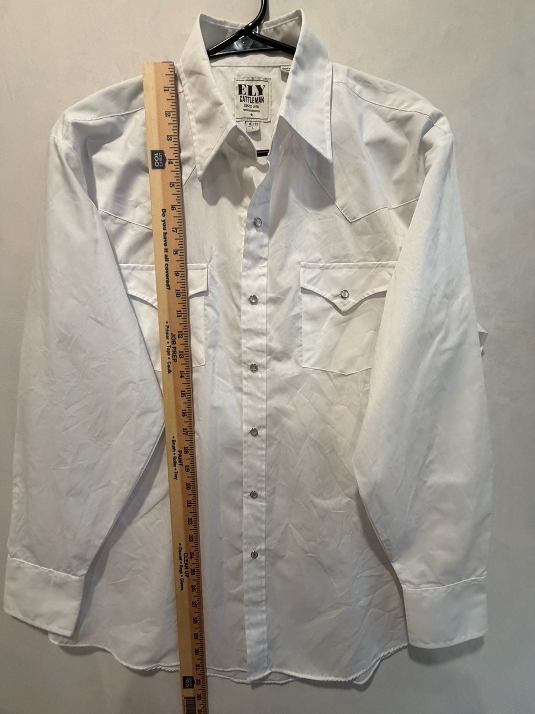 Ely Cattleman Western Shirt Size large White Long Sleeve Pearl Snap 6