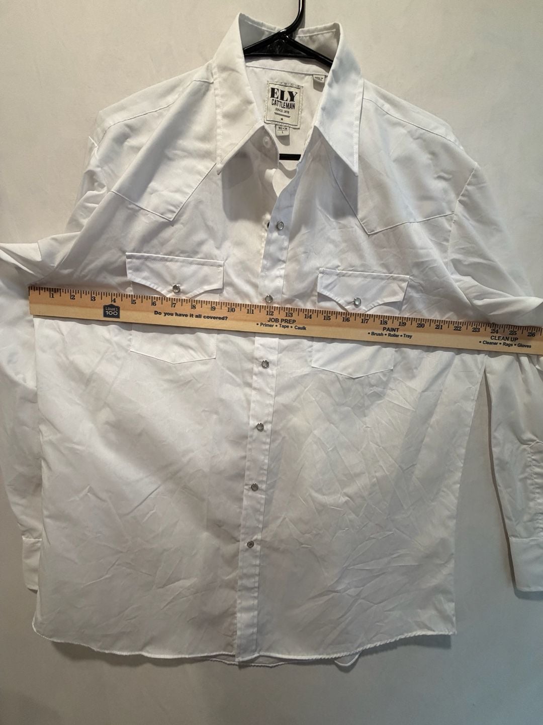 Ely Cattleman Western Shirt Size large White Long Sleeve Pearl Snap 7