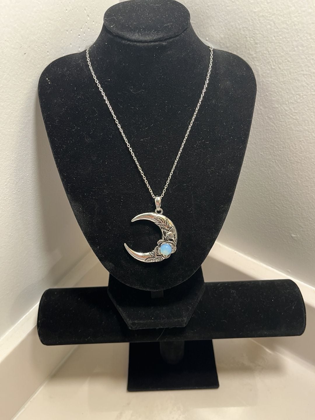 Crescent Moon Opal Pendant Necklace 4