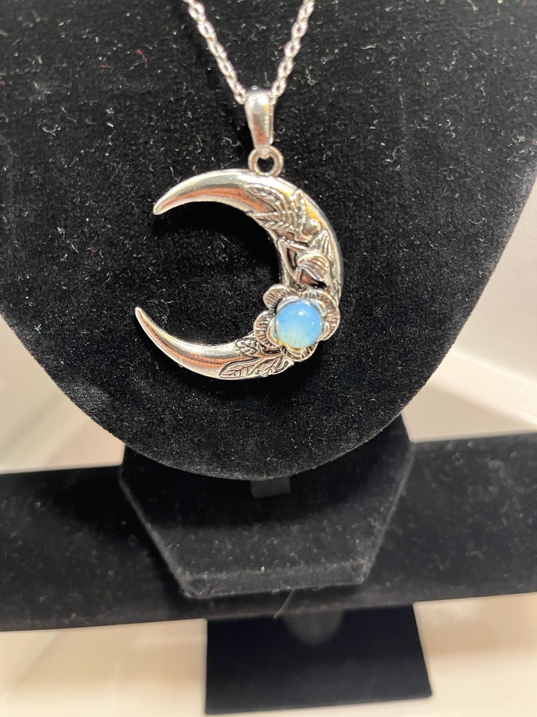 Crescent Moon Opal Pendant Necklace 5