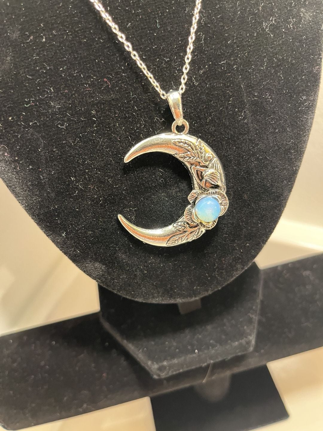 Crescent Moon Opal Pendant Necklace 6