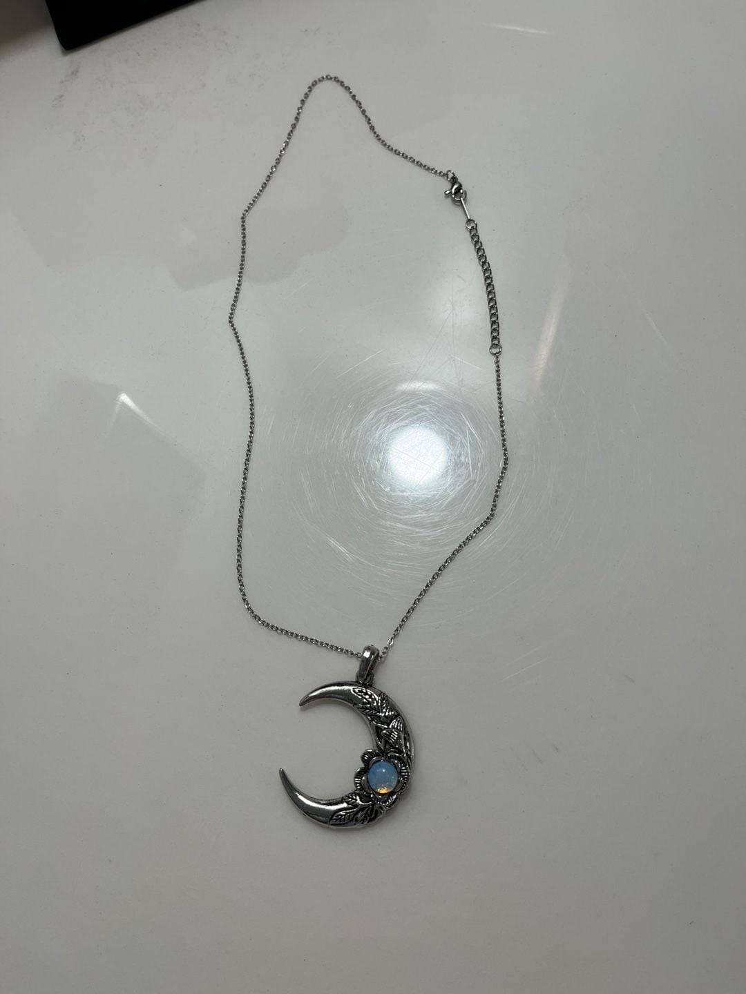 Crescent Moon Opal Pendant Necklace 11