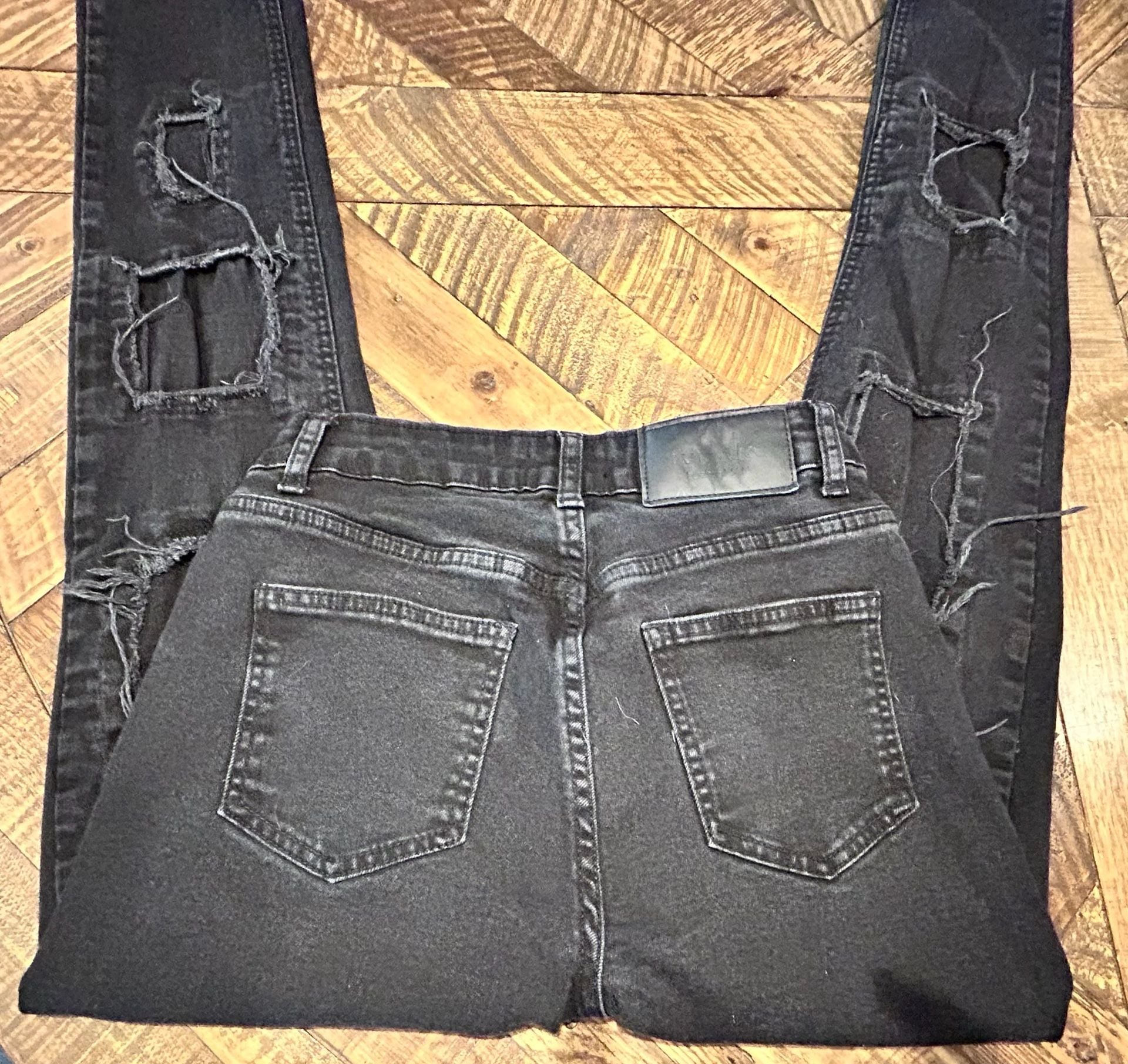 BoohooMAN Distressed Skinny Jeans Size 28 Black 9
