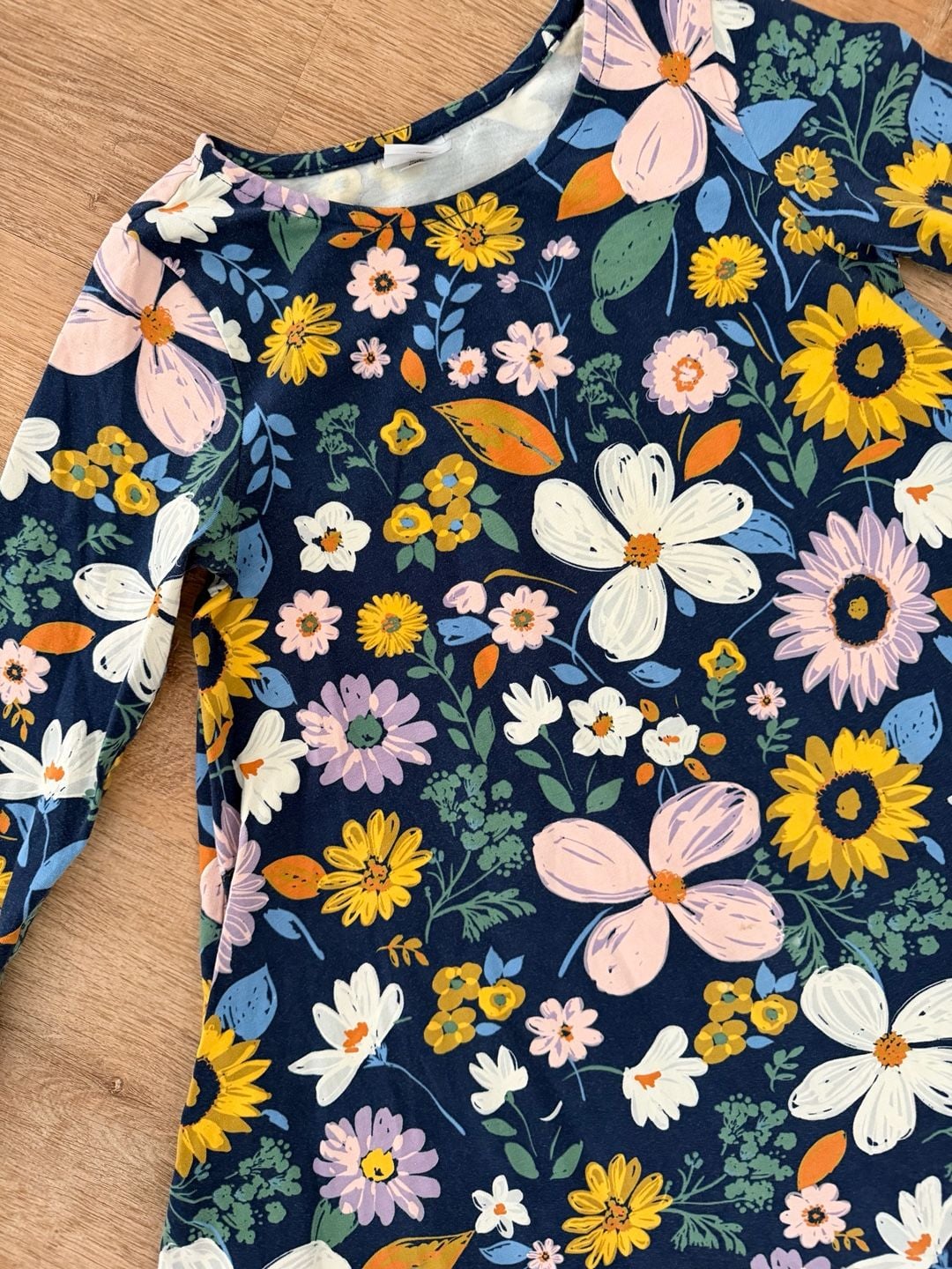 Hanna Andersson Long Sleeve Dress Size US 8 Navy Floral 3