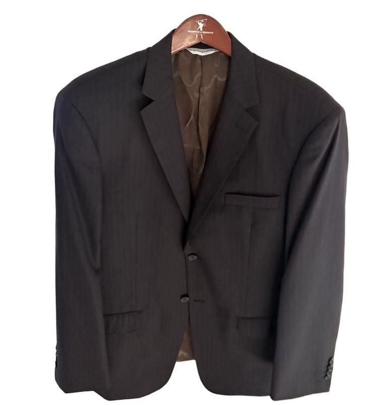 Jhane Barnes Wool Blazer Size 42 Long Black Striped Suit Jacket 2
