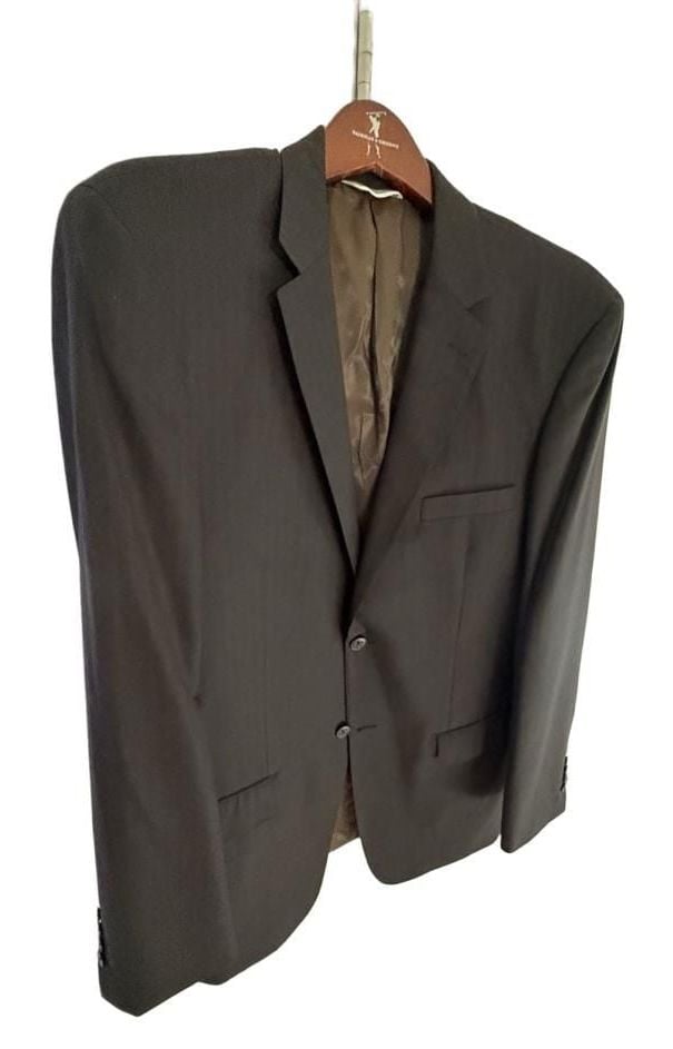 Jhane Barnes Wool Blazer Size 42 Long Black Striped Suit Jacket 3