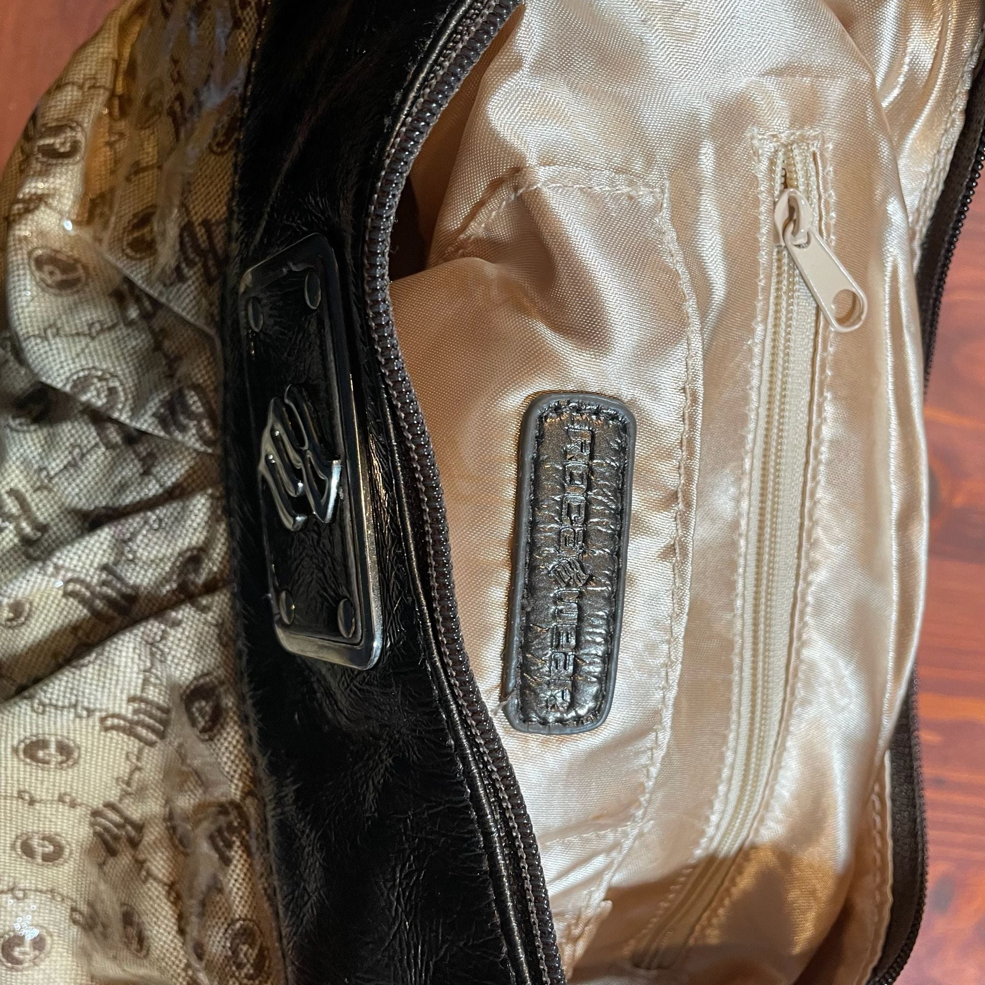 Rocawear Monogram Print Shoulder Bag Metallic Bronze 4