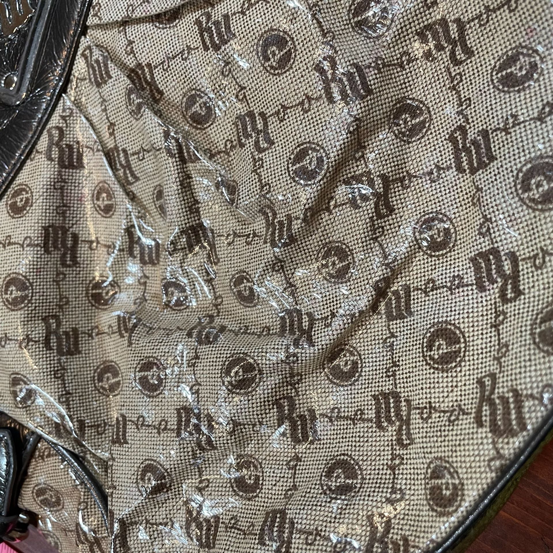 Rocawear Monogram Print Shoulder Bag Metallic Bronze 8