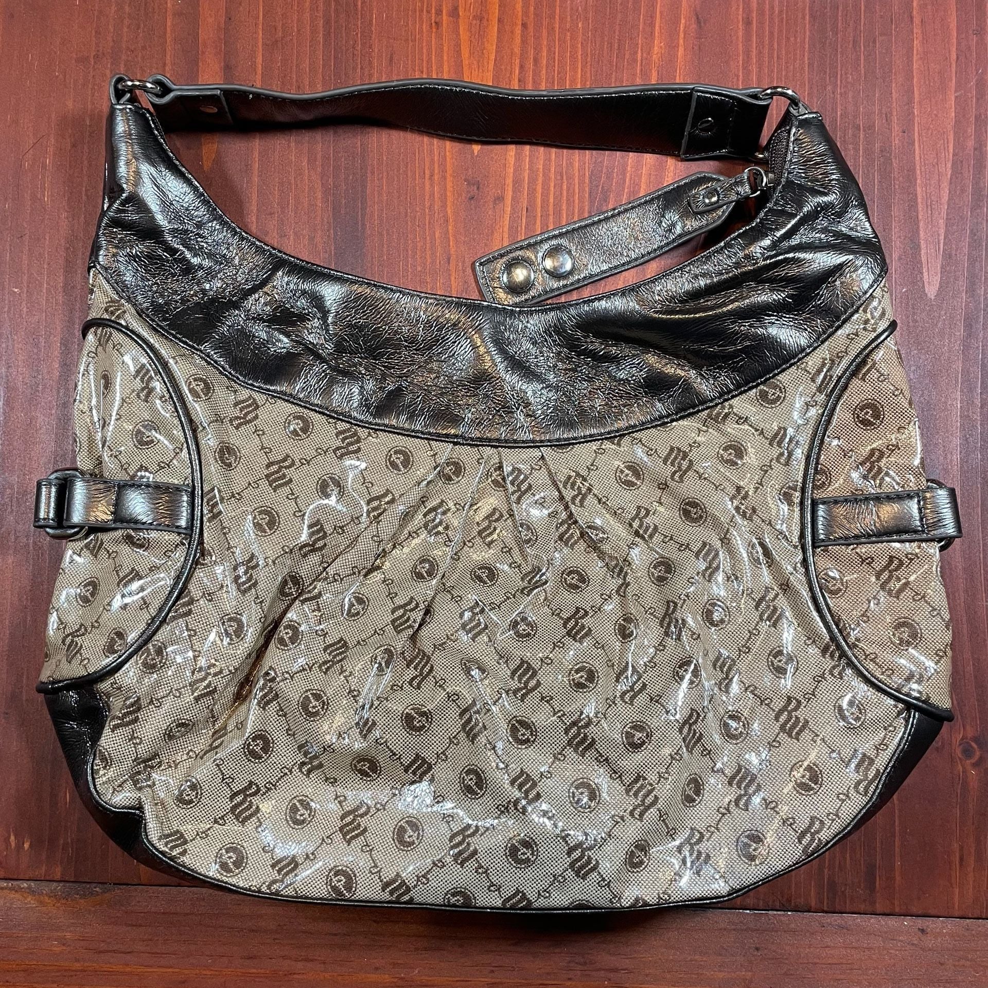 Rocawear Monogram Print Shoulder Bag Metallic Bronze 3