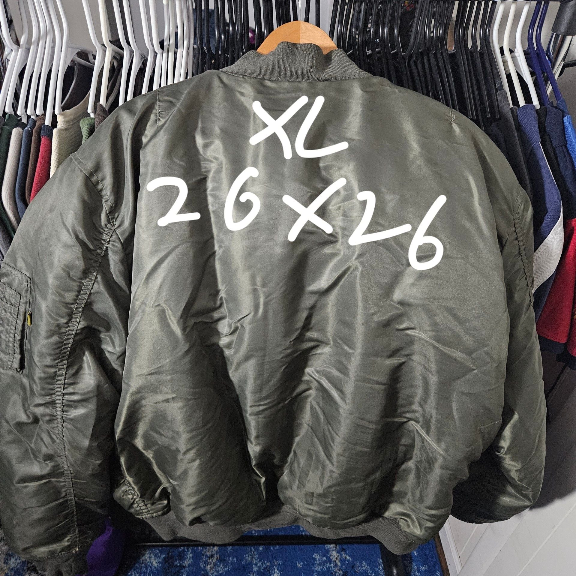 MA-1 Flight Bomber Jacket XL Sage Green Orange 7