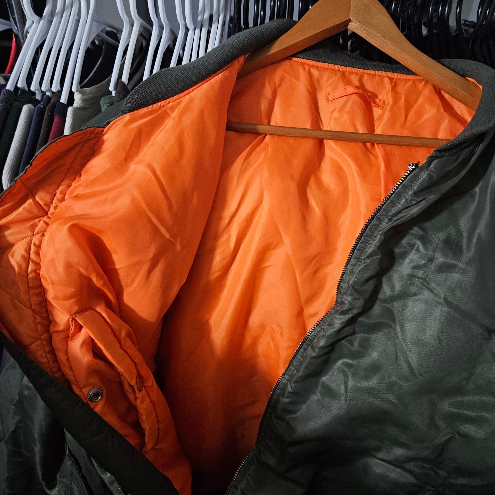 MA-1 Flight Bomber Jacket XL Sage Green Orange 8