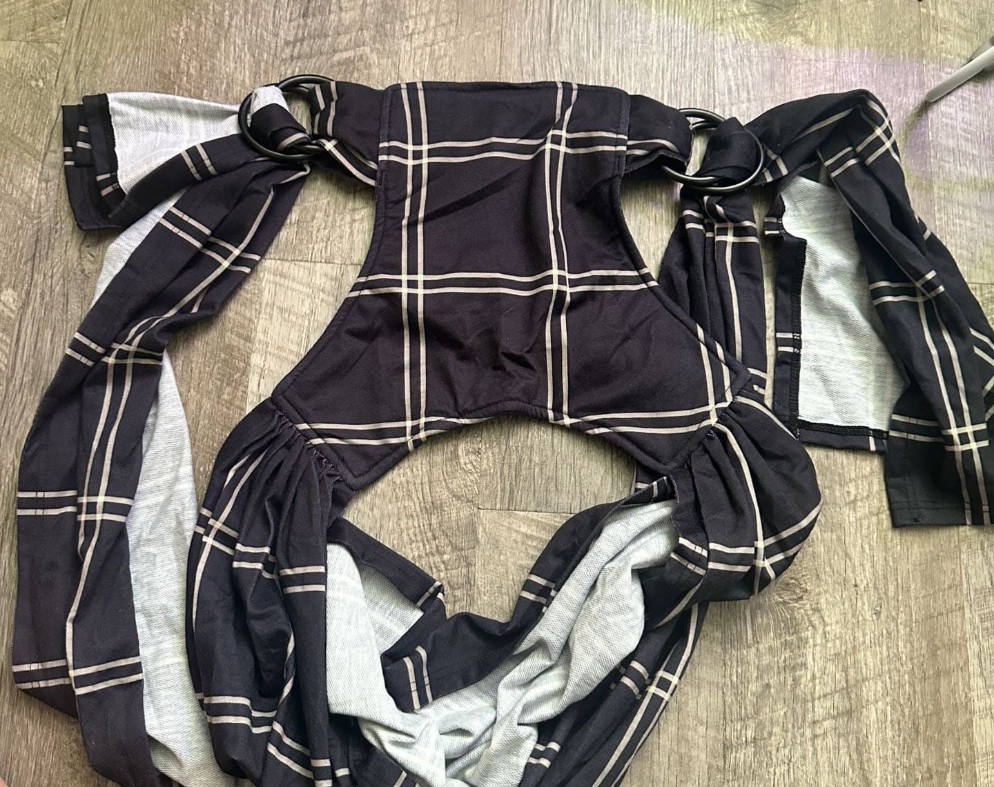 Momcozy Baby Wrap Carrier Black Plaid With Storage Bag 2