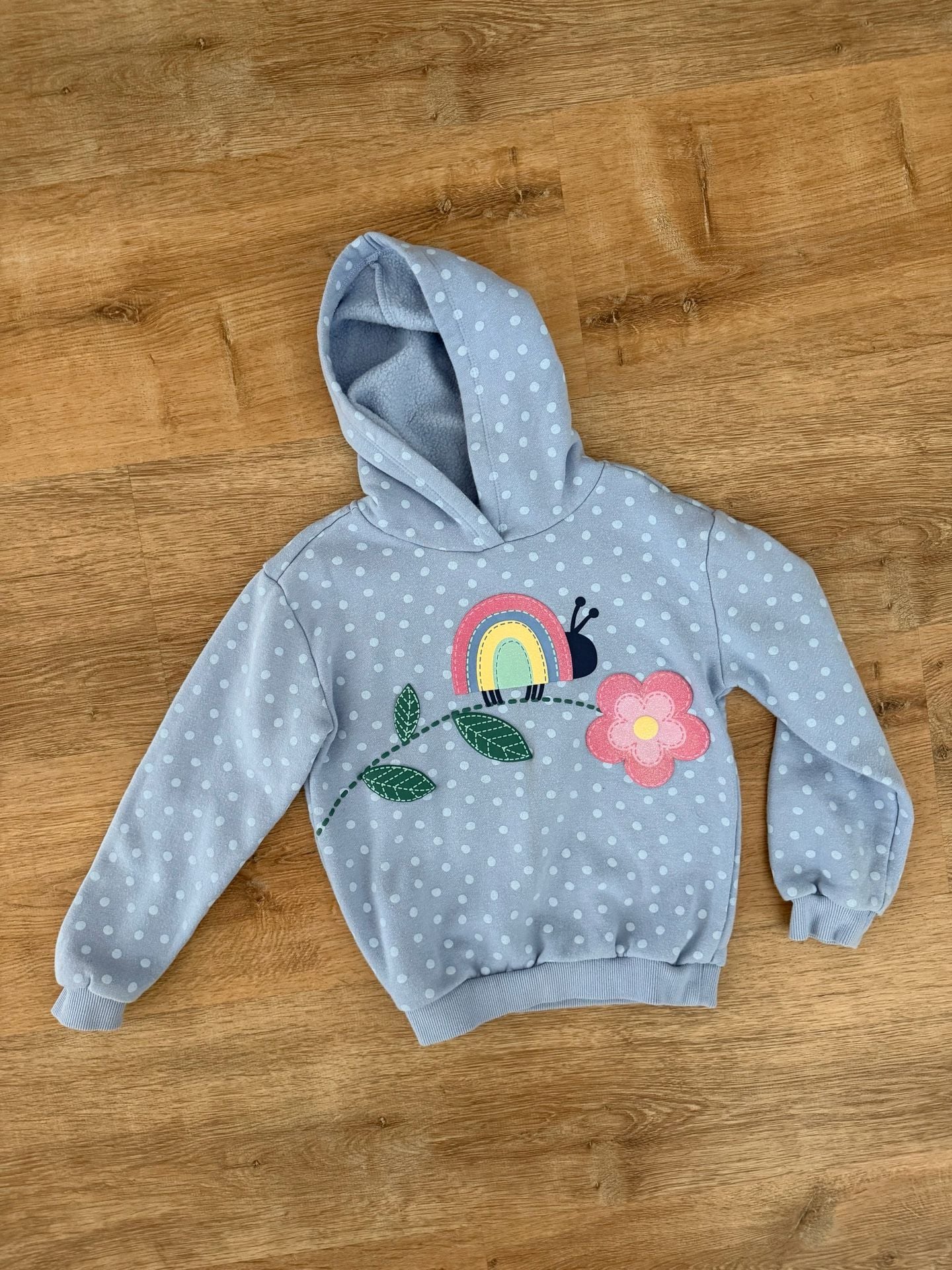 Kids Headquarters Hoodie Size 6 Blue Polka Dot Snail Flower 2