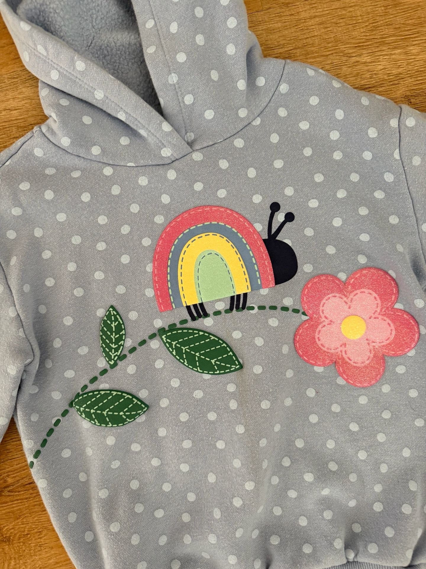 Kids Headquarters Hoodie Size 6 Blue Polka Dot Snail Flower 3
