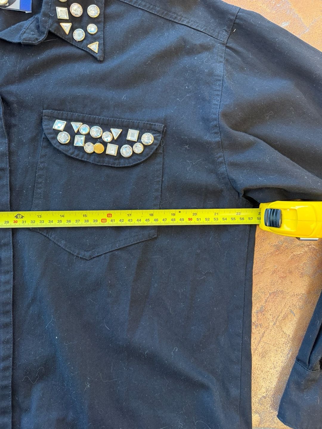 Vintage APPAREL WORLD Rhinestone Studded Western Shirt Black -L 7