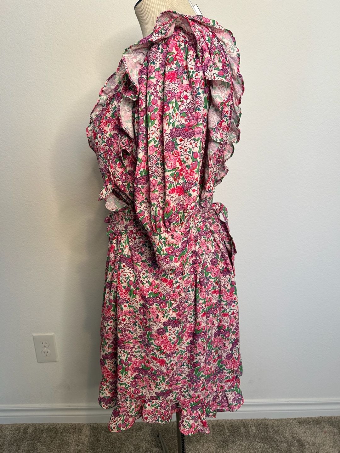 For Love & Lemons Floral Dress Size XS Pink Ruffle Mini 3