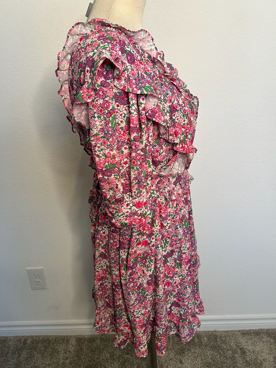 For Love & Lemons Floral Dress Size XS Pink Ruffle Mini 4