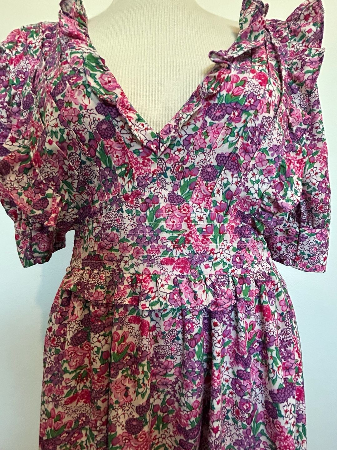 For Love & Lemons Floral Dress Size XS Pink Ruffle Mini 6