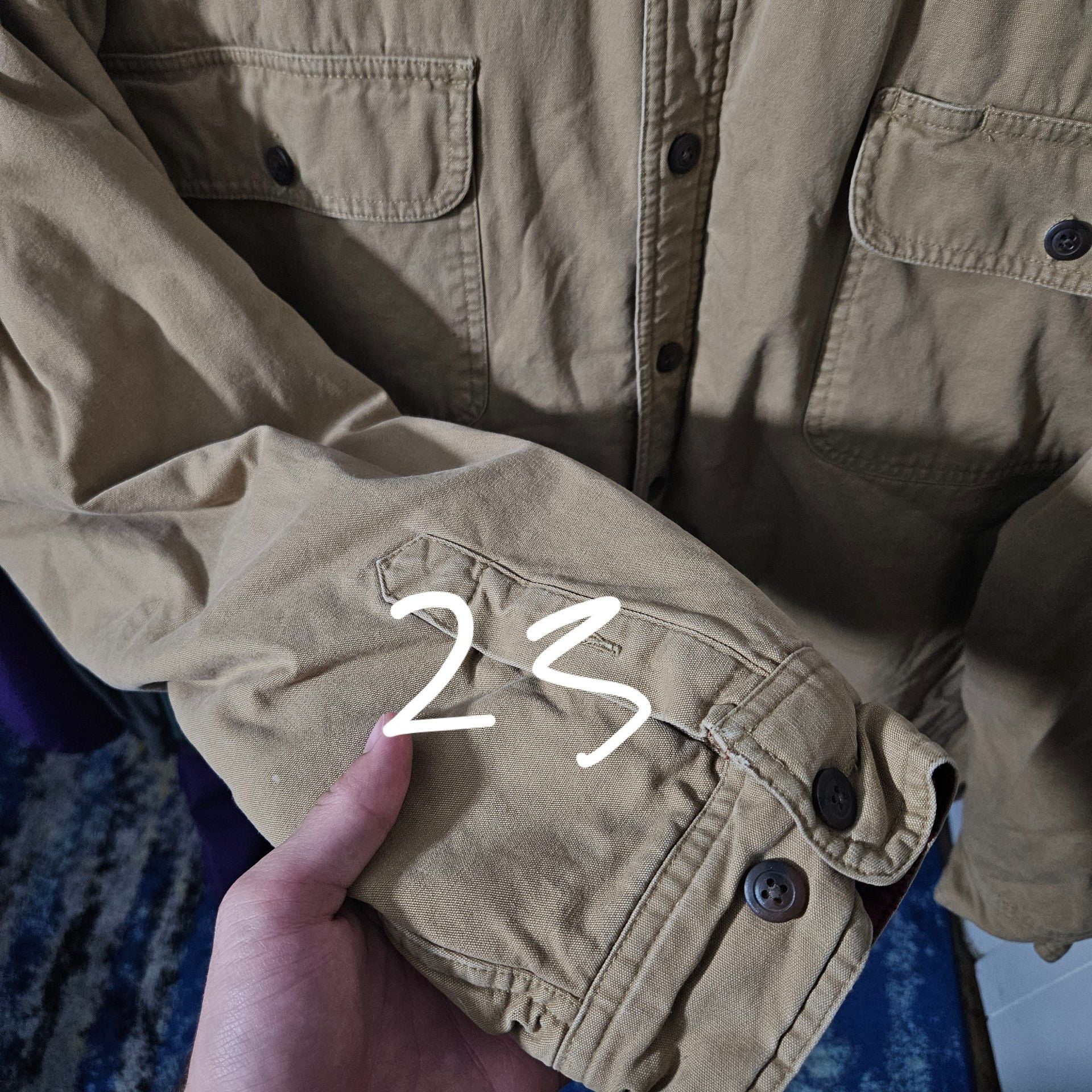 Puritan Fleece Lined Button Up Shirt Tan XL 6