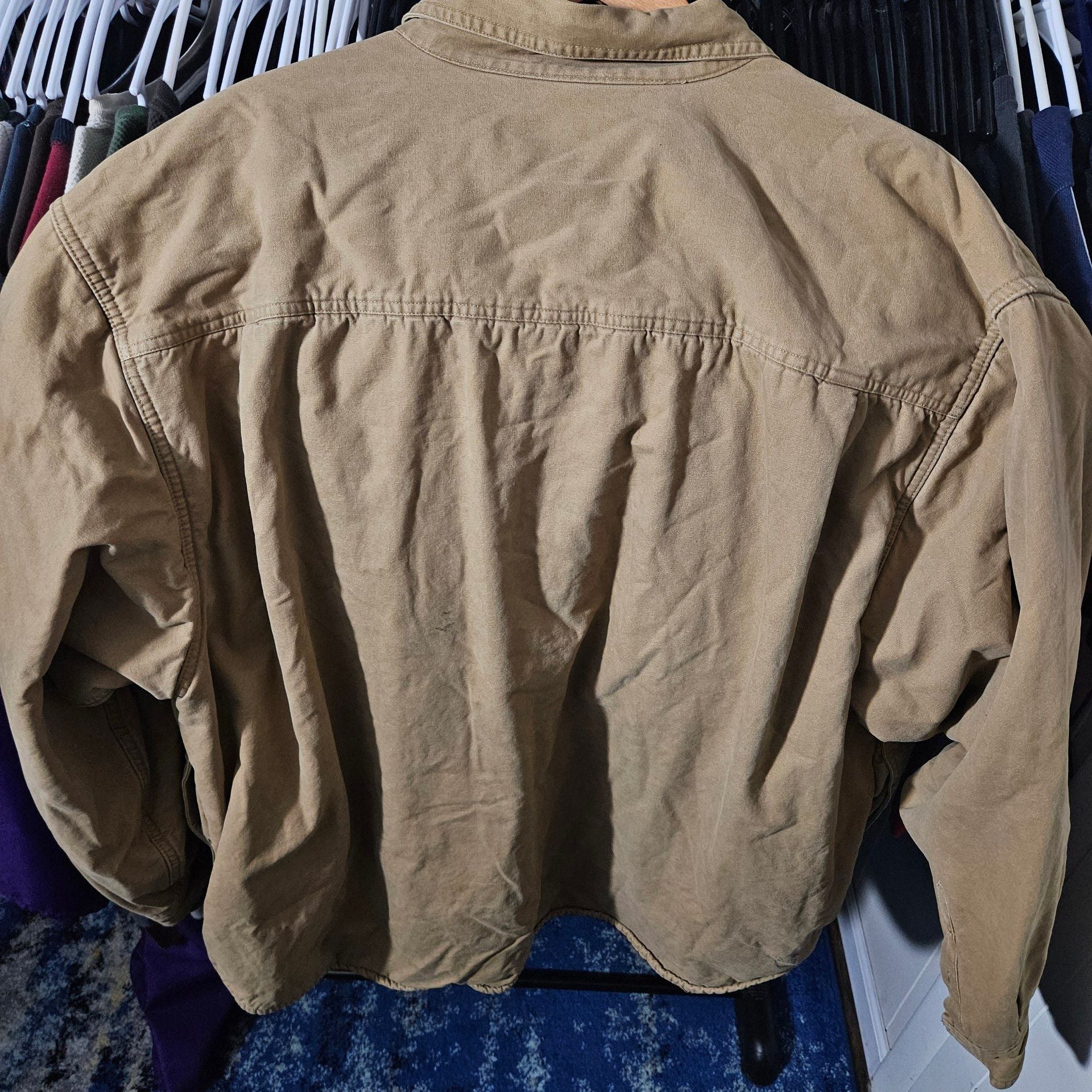 Puritan Fleece Lined Button Up Shirt Tan XL 7
