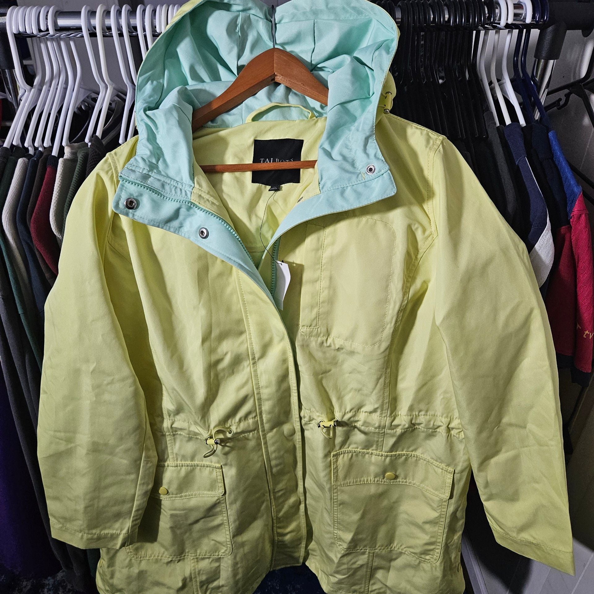 Talbots Plus Water-Resistant Hooded Jacket Size 1X Yellow 2