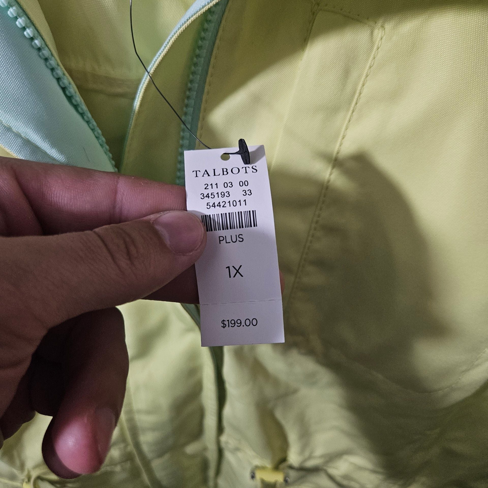 Talbots Plus Water-Resistant Hooded Jacket Size 1X Yellow 5