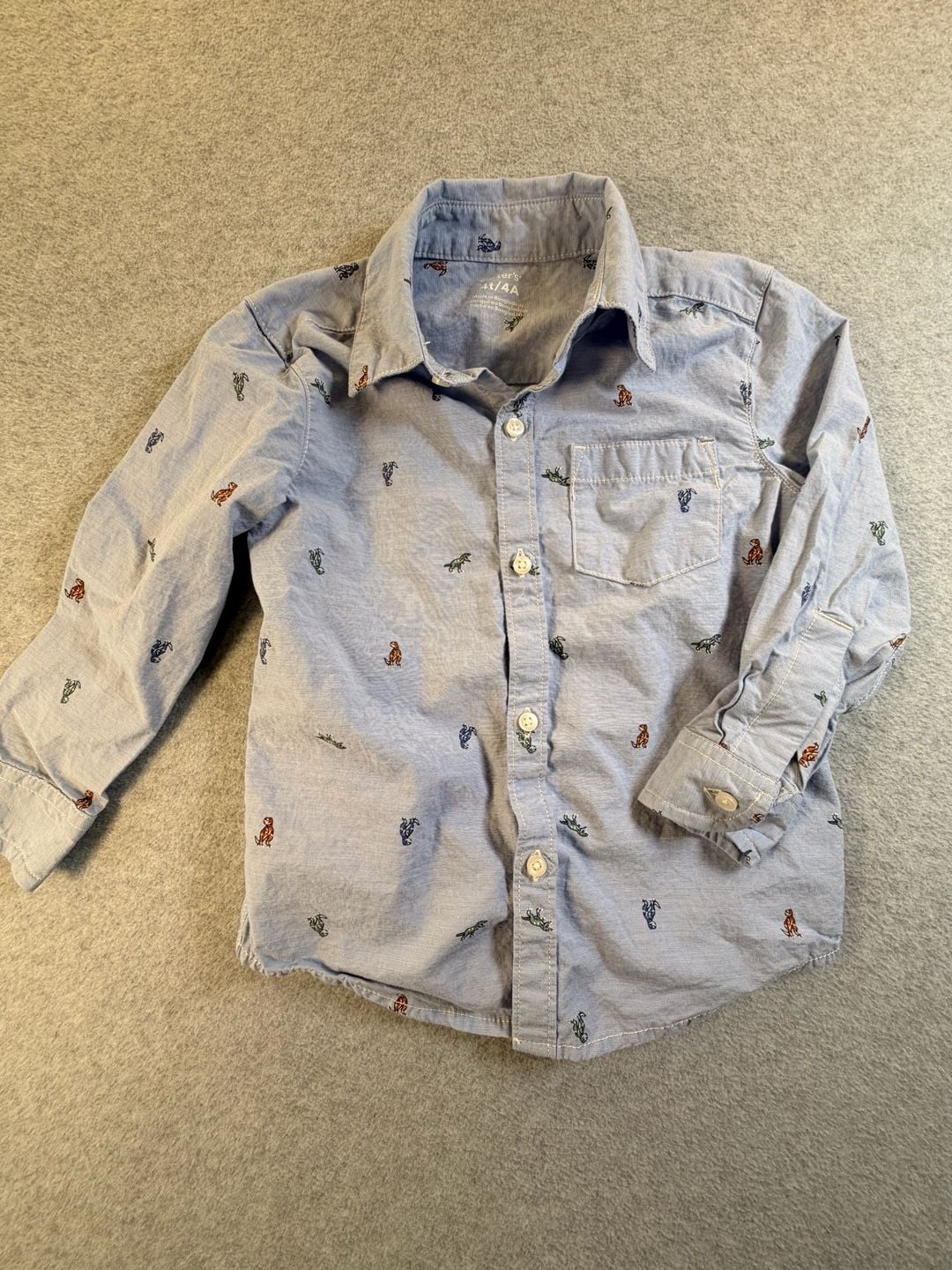 Carter's Dinosaur Button Down Shirt Size 4T Blue 2