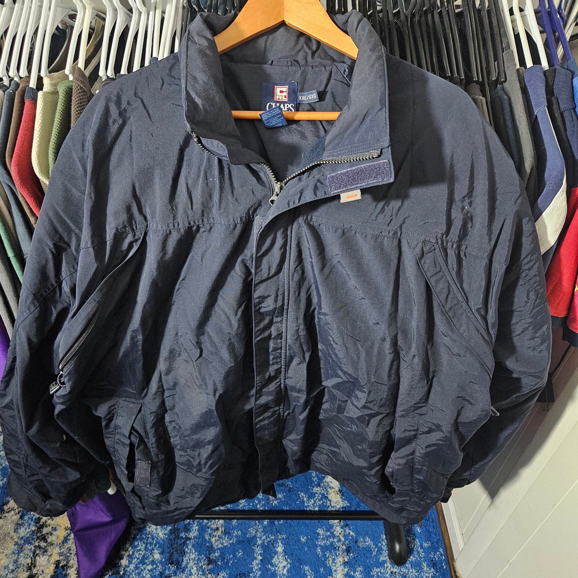 Chaps Ralph Lauren Jacket XXL Navy Blue Full Zip Windbreaker 2
