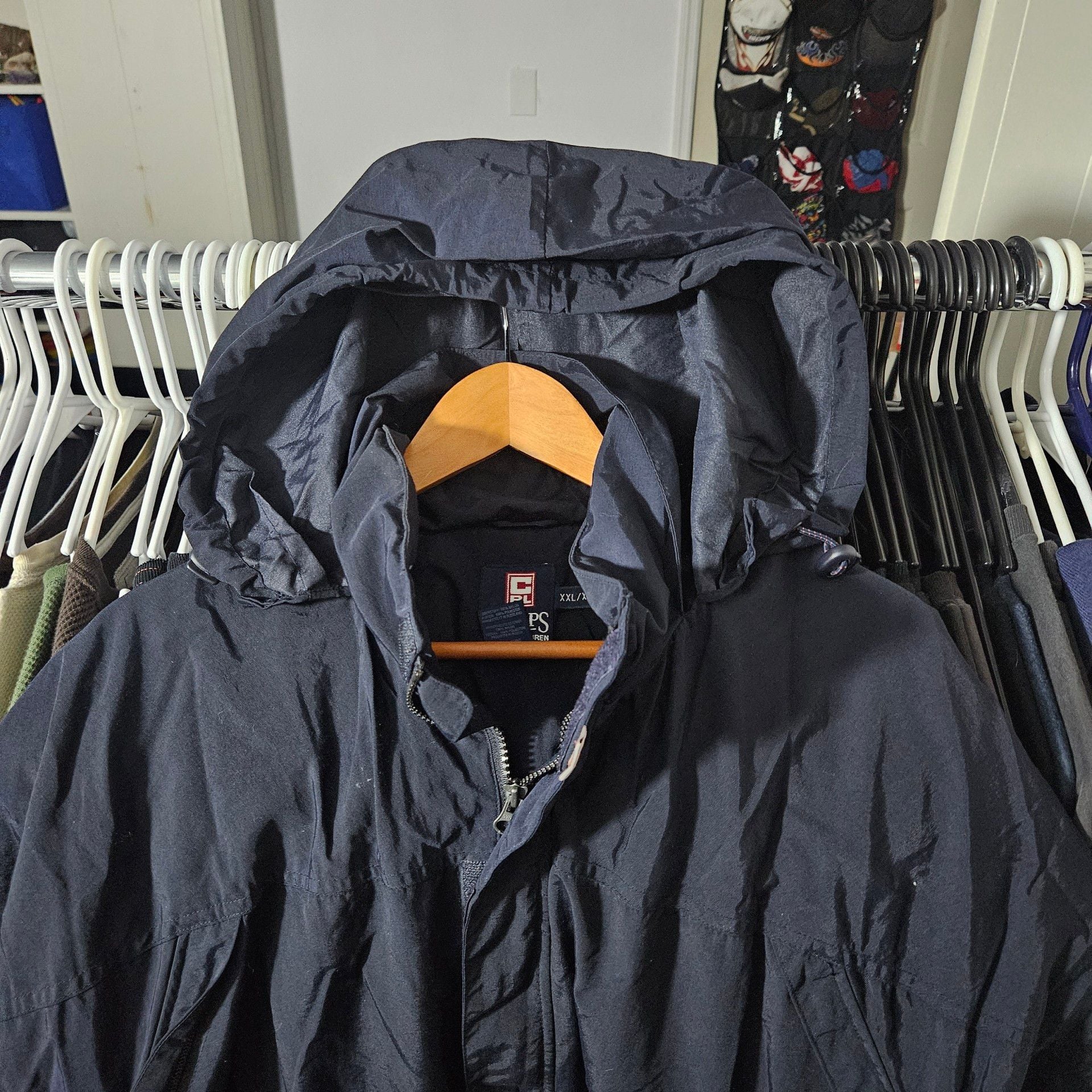 Chaps Ralph Lauren Jacket XXL Navy Blue Full Zip Windbreaker 4