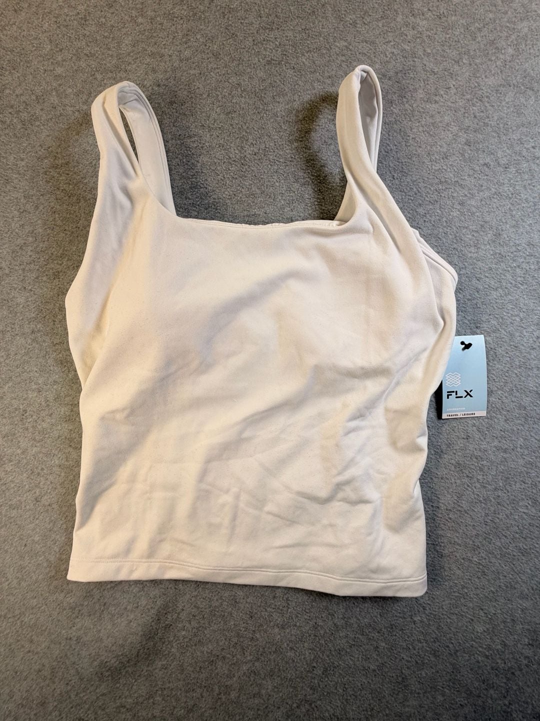 FLX Tank Top Size M White Square Neck 2