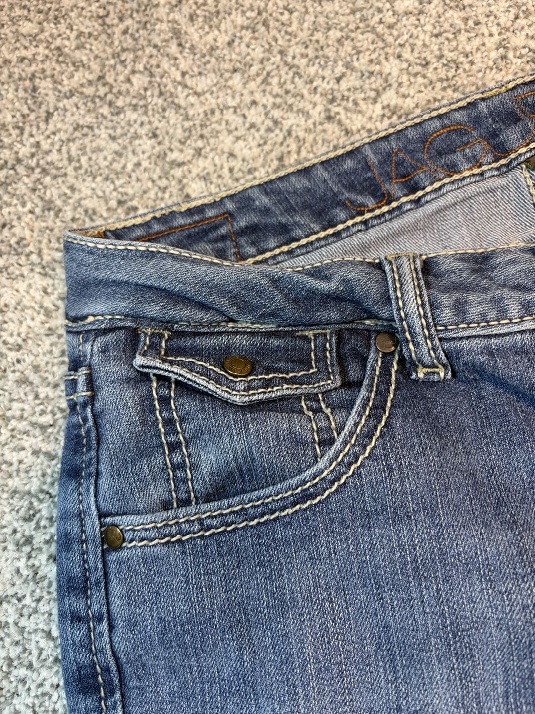 Jag Jeans Mid Rise Bootcut Jeans Size 6 Blue Embroidered Pockets 3