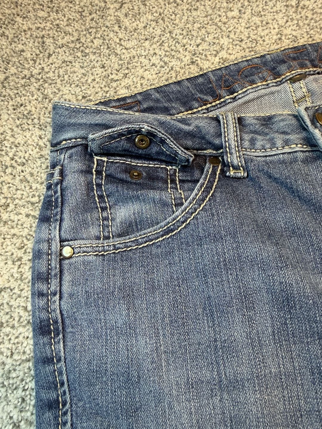Jag Jeans Mid Rise Bootcut Jeans Size 6 Blue Embroidered Pockets 4
