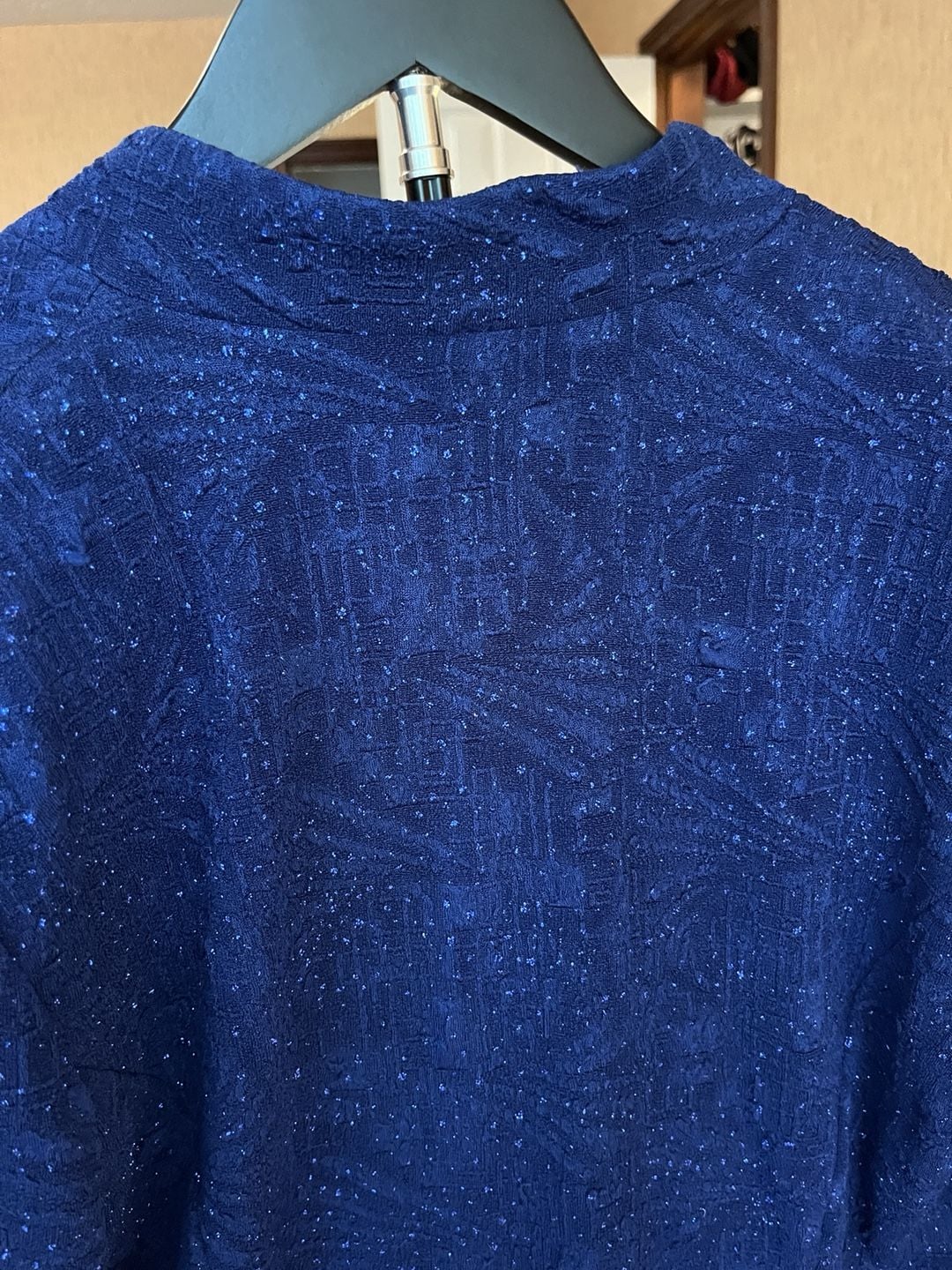 Alex Evenings Dress Set Size 12 Navy Blue Glitter Jacket Long 10